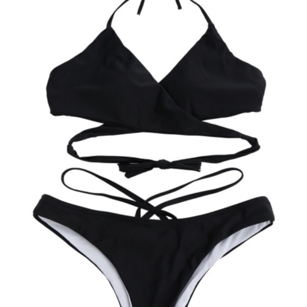 NWOT black wrap bikini - Picture 1 of 2